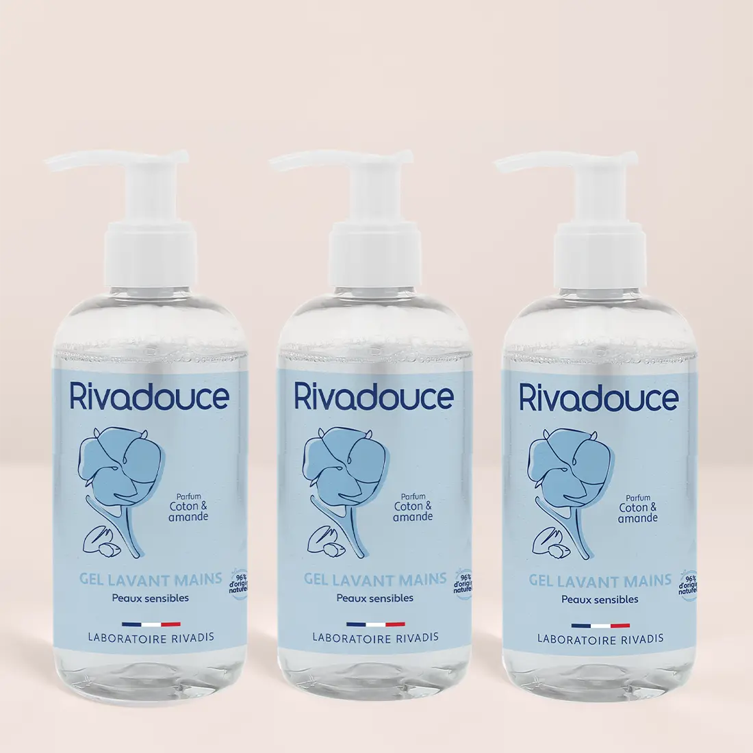 Lot de 3 Gels lavants mains coton & amande 250ml